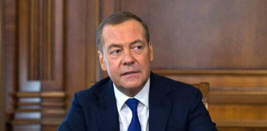 Deputy Head Of Russia's Security Council Medvedev Gives Interview Outside Moscow