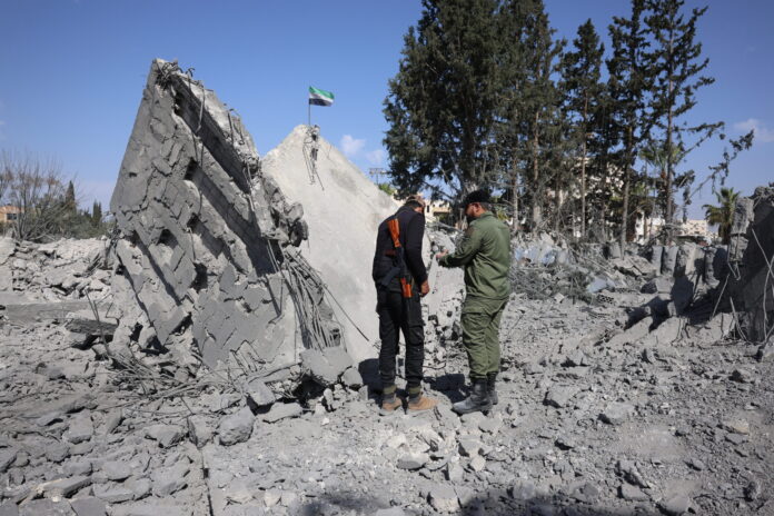 Aftermath of israeli airstrike on southern syria