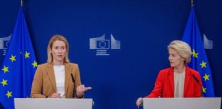 Μάχη κορυφής στις Βρυξέλλες: Η φον ντερ Λάιεν «μπλοκάρει» την κίνηση της Κάλας Kaja kallas ursula von der leyen 696x464